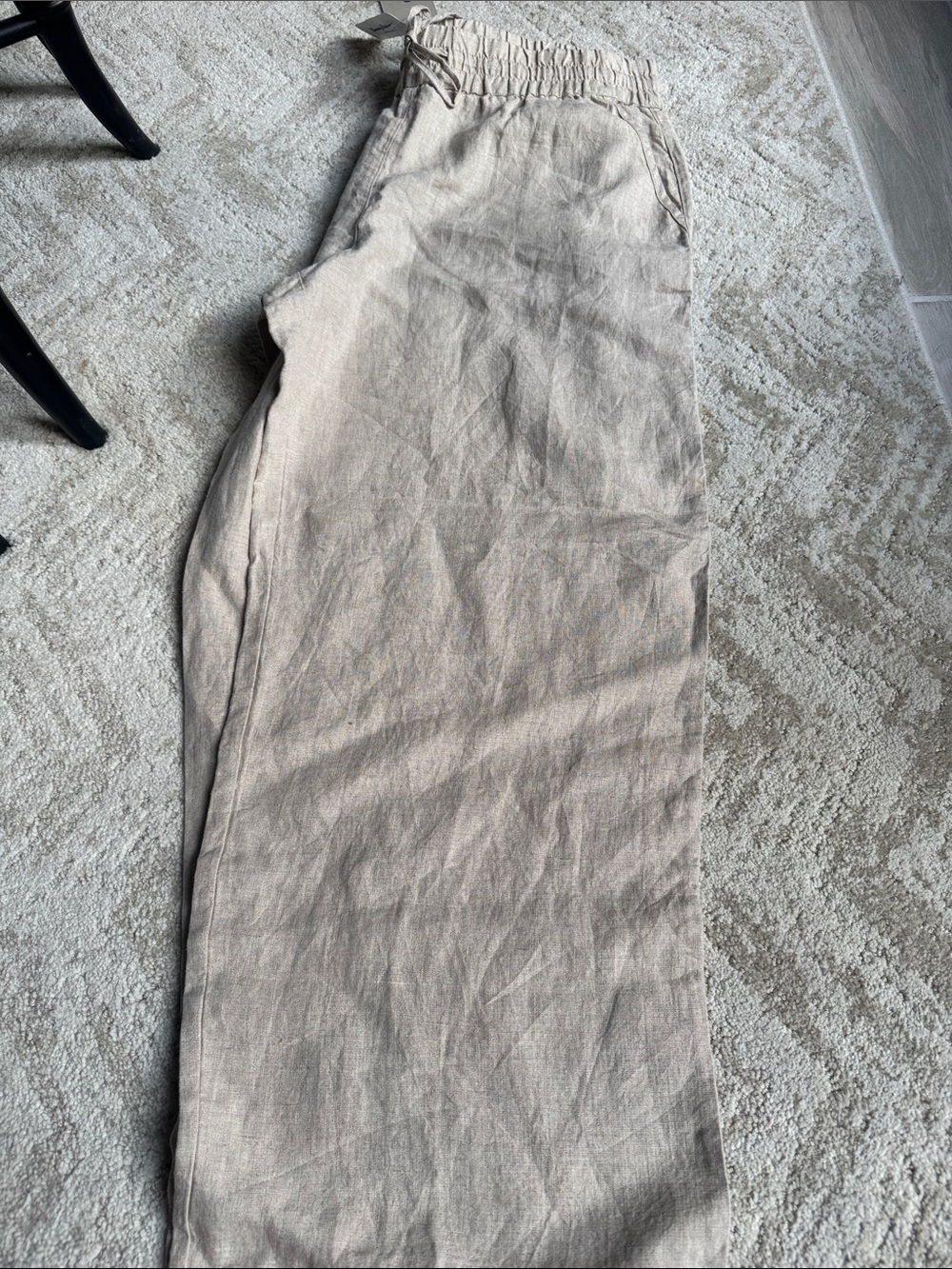Tommy Bahama Cream Wide-Leg Linen Drawstring Pants - Picture 5 of 5